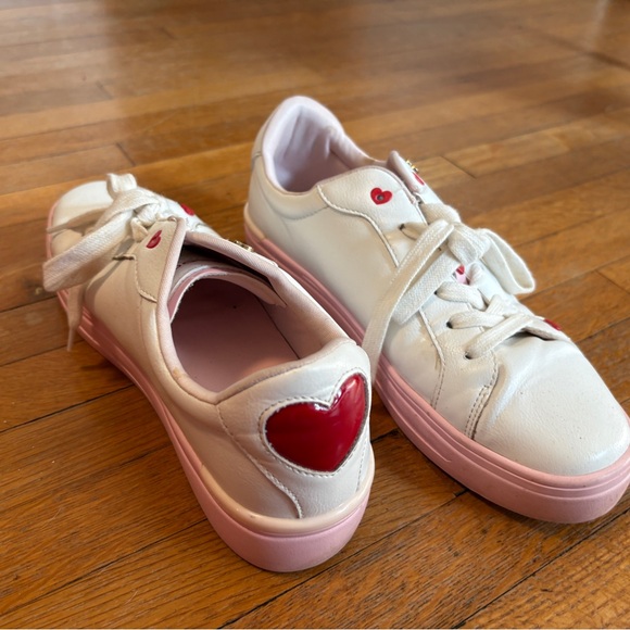 Women’s White and Pink Heart Sneakers - Picture 7 of 9